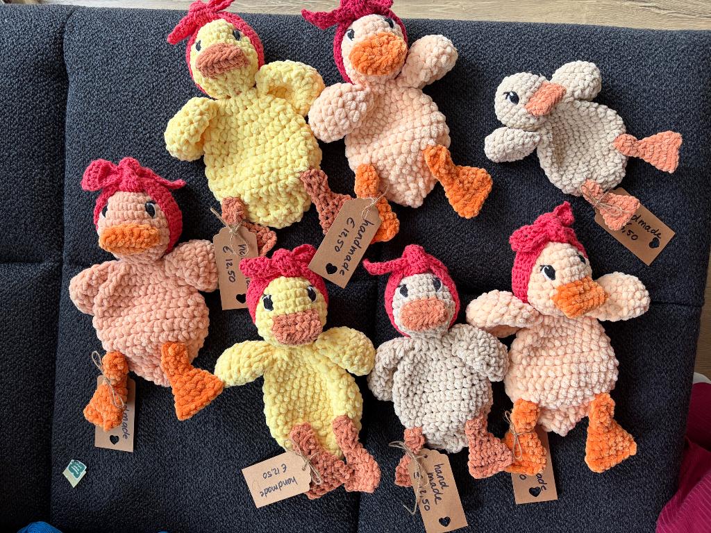 Knuffel eend duck superzacht amigurumi kado cadeau  nieuw!!!, Handgemaakt, Nieuw, Ophalen of Verzenden, Middelgroot (20 tot 80 cm)
