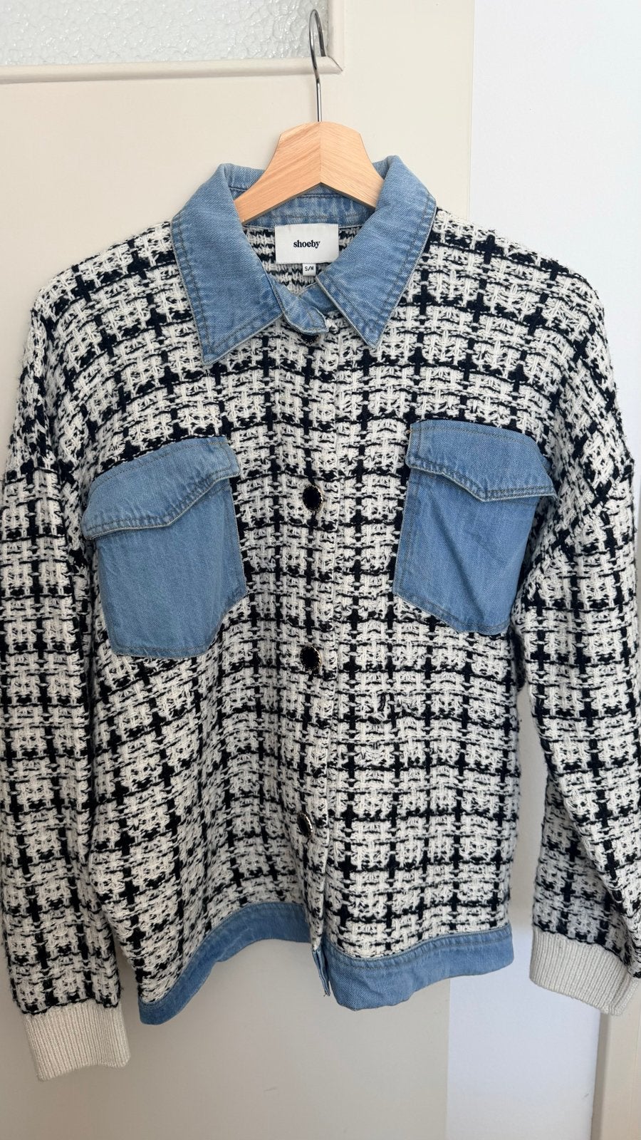 Shoeby jasje met denim details -S/M, Ophalen of Verzenden, Gedragen, Maat 36 (S), Blauw