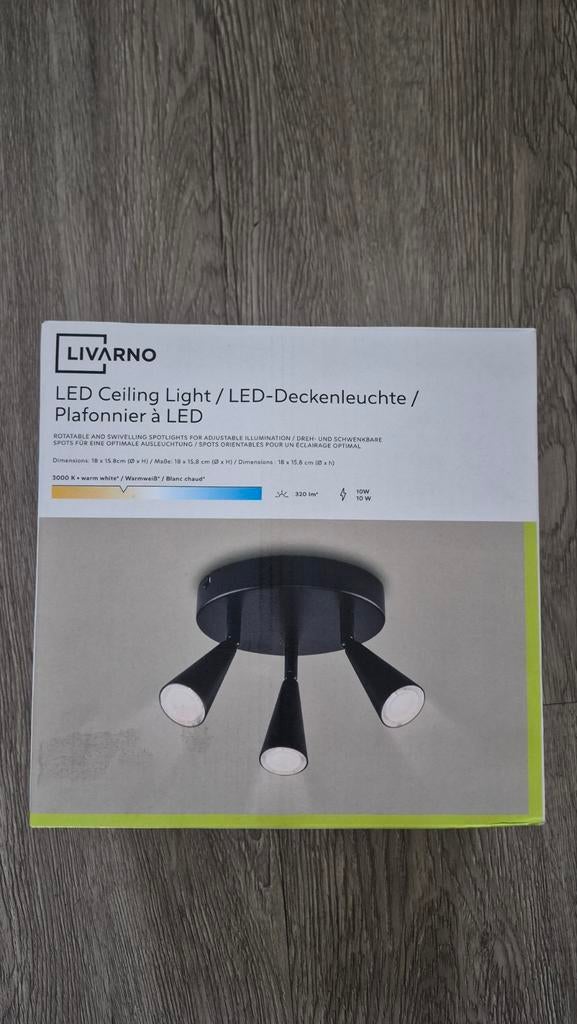 NIEUW!! Zwarte LED plafondlamp Livarno, Ophalen of Verzenden, Nieuw, Plafondspot of Wandspot, Led