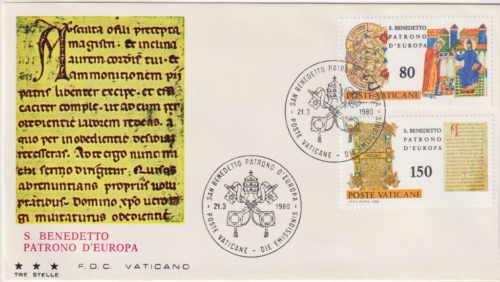 Vaticaan Stad 1980 EUROPA S. Benedetto Patroonheilige 2 S142, Verzenden, Onbeschreven, Europa