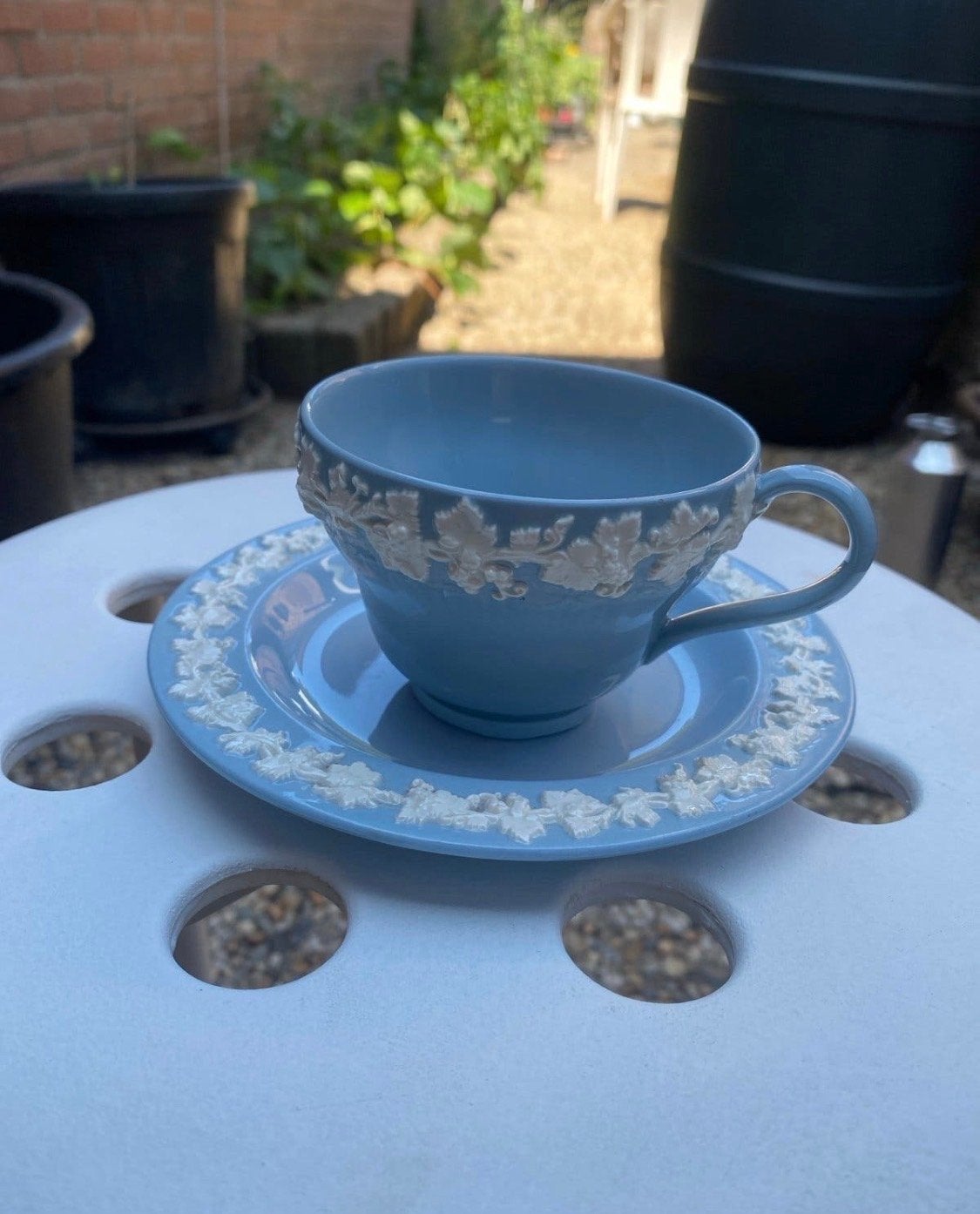 Wedgwood Jasperware Theekop en Schotel - Lichtblauw, Ophalen of Verzenden