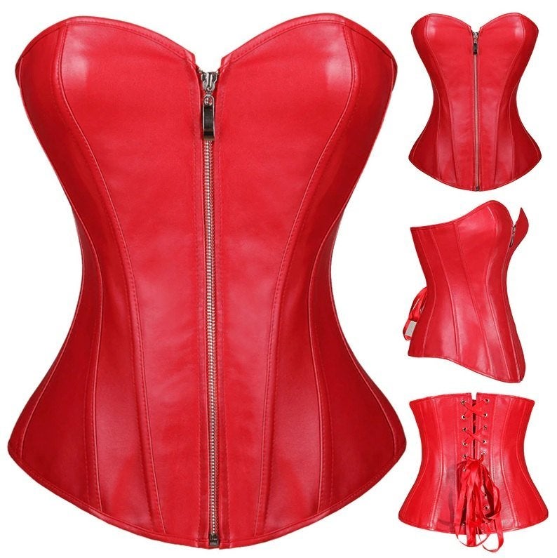 Rood leren korset gothic steampunk punk dames sexy push up, Verzenden, Rood, Body of Korset