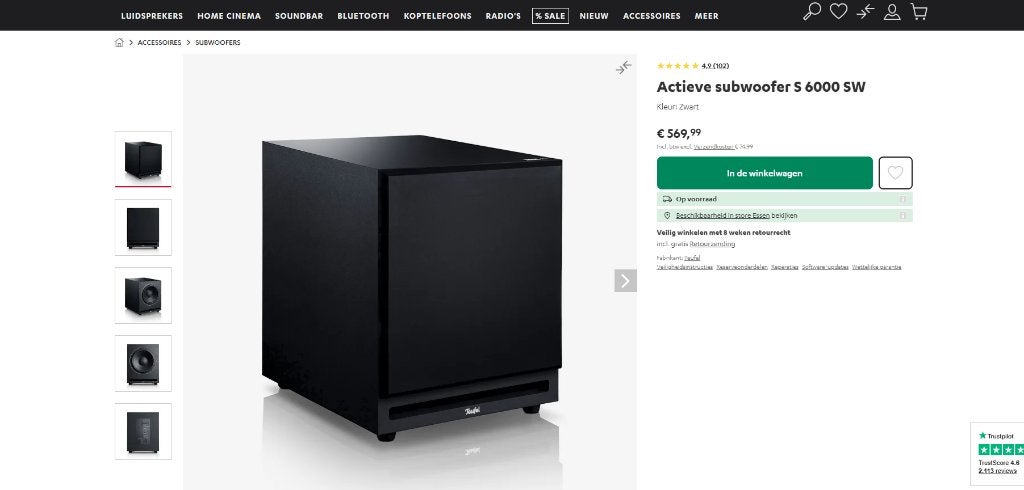 subwoofer nieuw prijs 570 euro, Subwoofer, Nieuw, Geschikt voor surround/home cinema, Ophalen