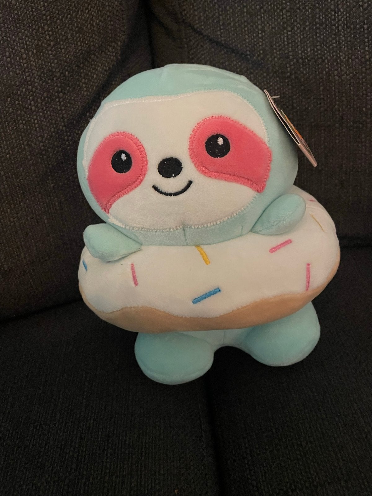 Leuke luiaard knuffel met donut - 20 cm, Overige merken, Overige karakters, Overige typen, Nieuw