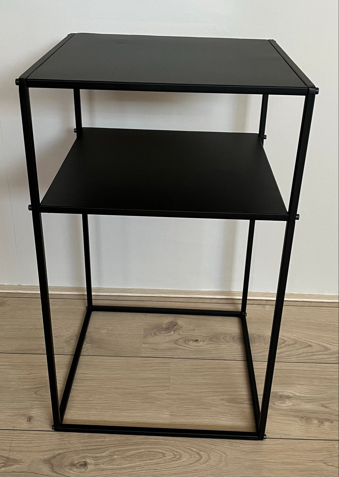 Stalen zwarte tafel, Ophalen, Minder dan 55 cm, Gebruikt, Vierkant