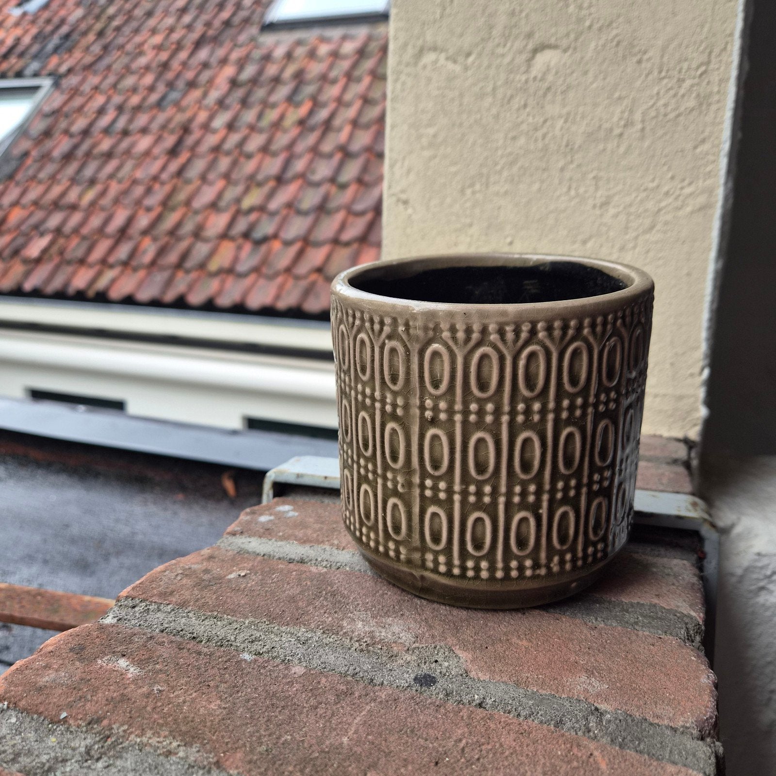 Planten pot bruin, Tuin en Terras, Bloempotten, Ophalen, Rond, Aardewerk, Minder dan 40 cm