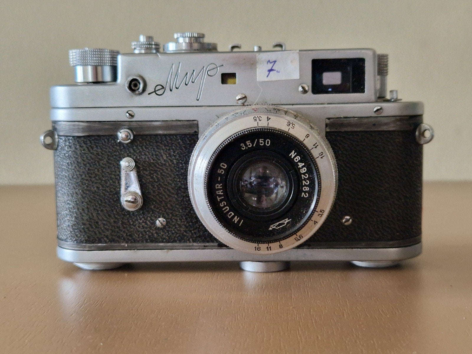 Vintage Mir 35mm camera met Industar-50 lens en leren tas, Ophalen of Verzenden