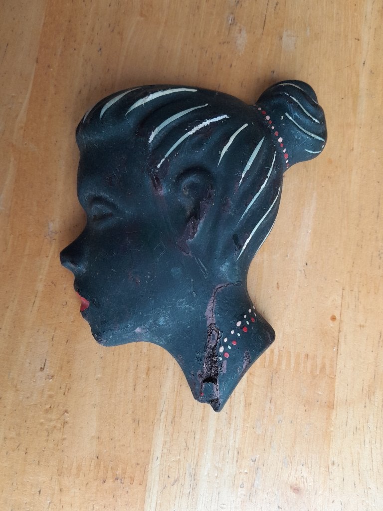 vintage hoofd meisje jaren 60, Ophalen of Verzenden, Gebruikt