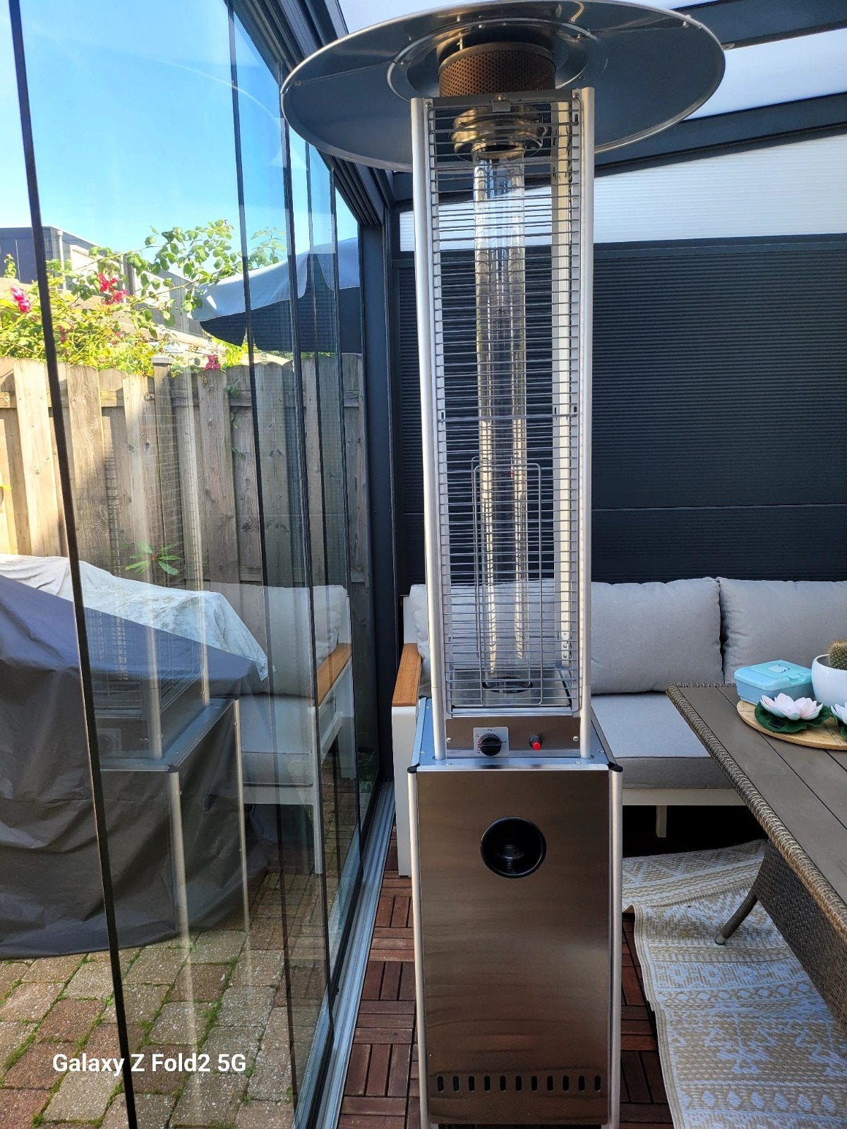 Terrasverwarmer met vlam - werkend te zien, Ophalen of Verzenden, Gebruikt, Gas, Vloer