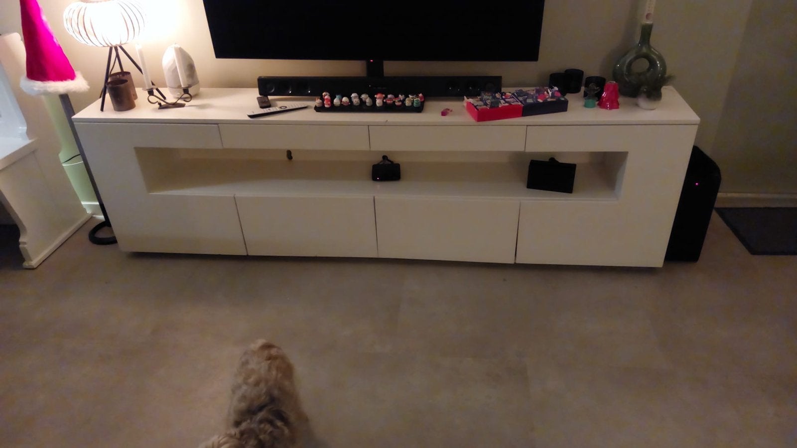 Witte dressoir / tv-kast - 229,5x33,5x67 cm, Ophalen, Gebruikt, 200 cm of meer, Minder dan 100 cm