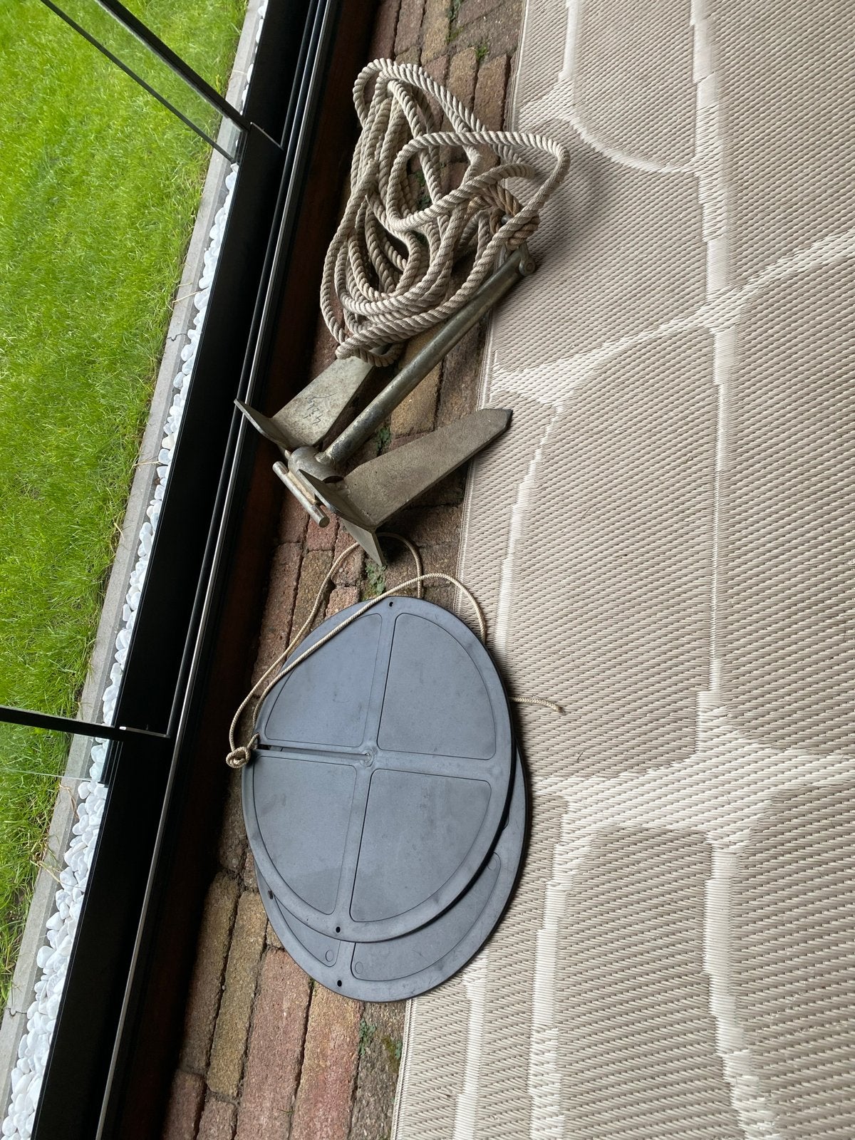 Anker met lijn en twee ankerplaten, Ophalen of Verzenden, Gebruikt, Overige typen