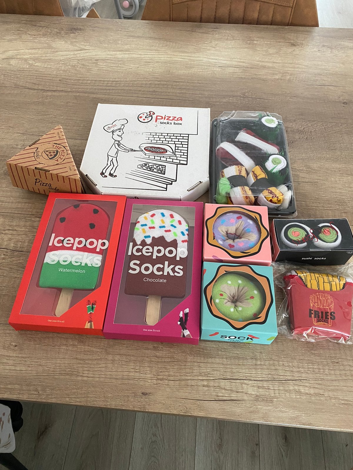 Cadeau Sokken – Pizza, Donut, Sushi, Friet, Icepop  (Nieuw), Ophalen of Verzenden, Zo goed als nieuw, Overige kleuren