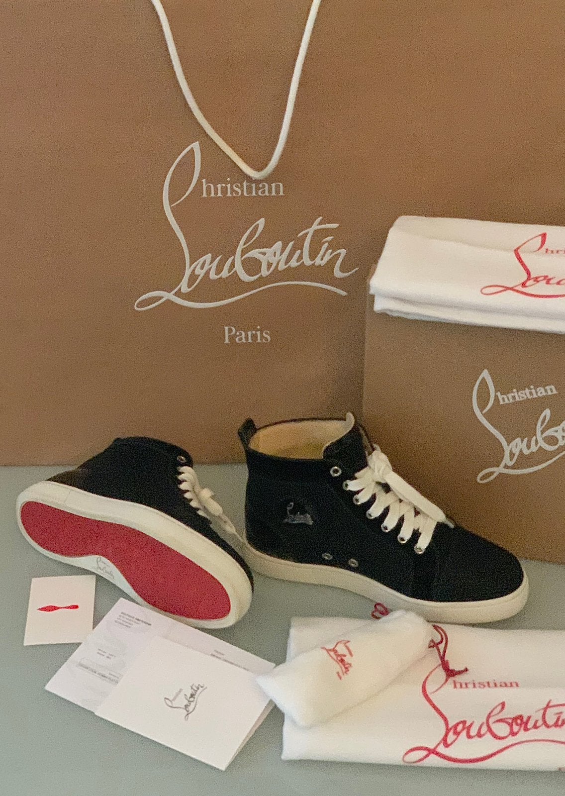 Christian  Louboutin hoge sneakers/ maat 36,5, Zwart, Ophalen of Verzenden, Christian Louboutin, Sneakers of Gympen