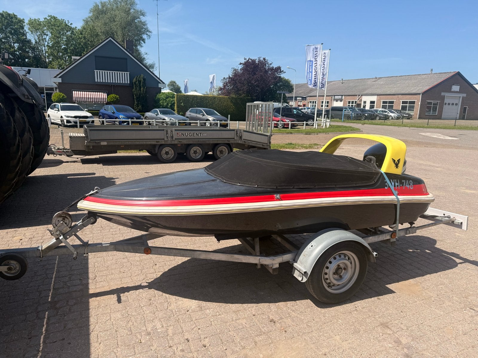Spitfire speedboot met buitenboordmotor en trailer, Watersport en Boten, Ophalen, Gebruikt, Buitenboordmotor, Polyester
