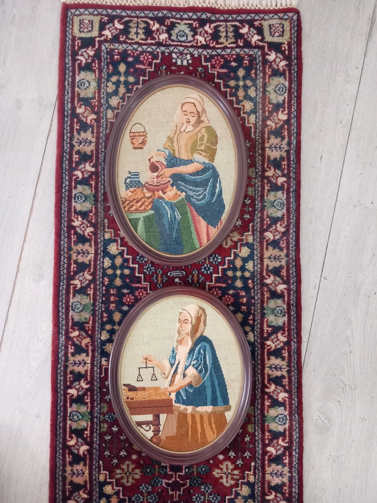 2 ovale vintage schilderijen, Ophalen of Verzenden