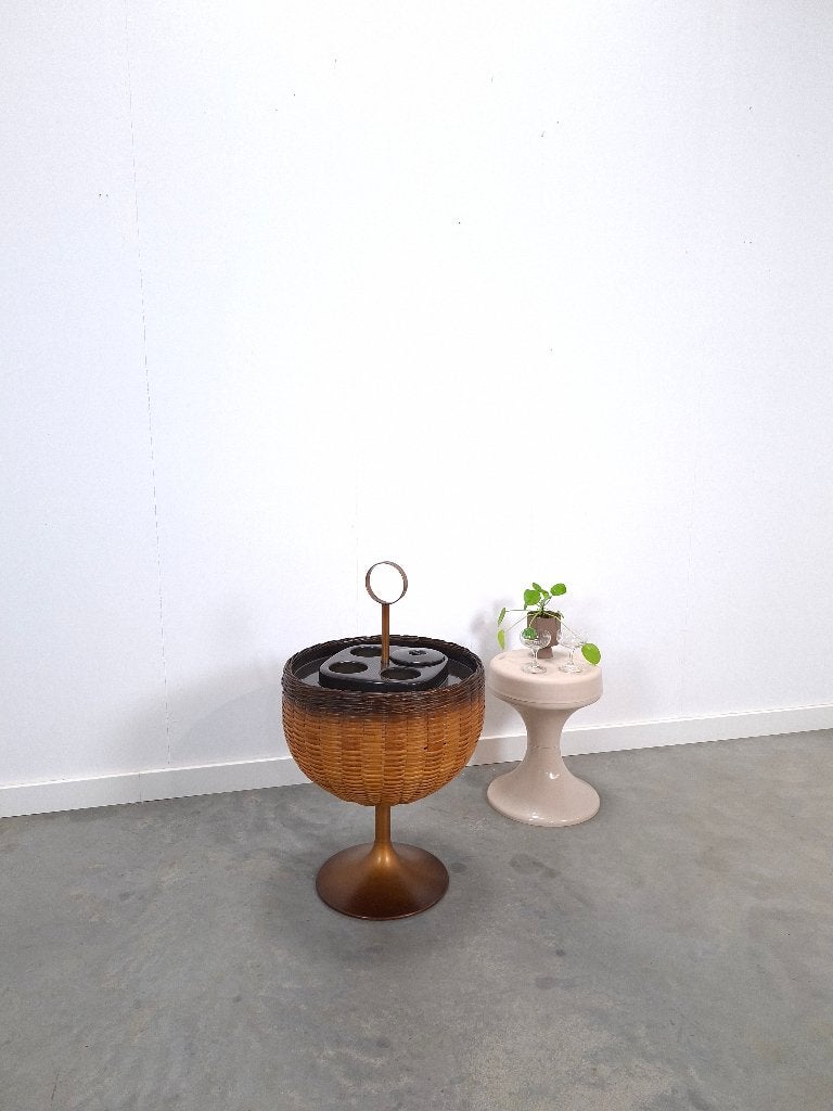 Draagbare bar, wijnkoeler met rotan en kunststof vintage, Huis en Inrichting, Keuken | Keukenbenodigdheden, Ophalen of Verzenden