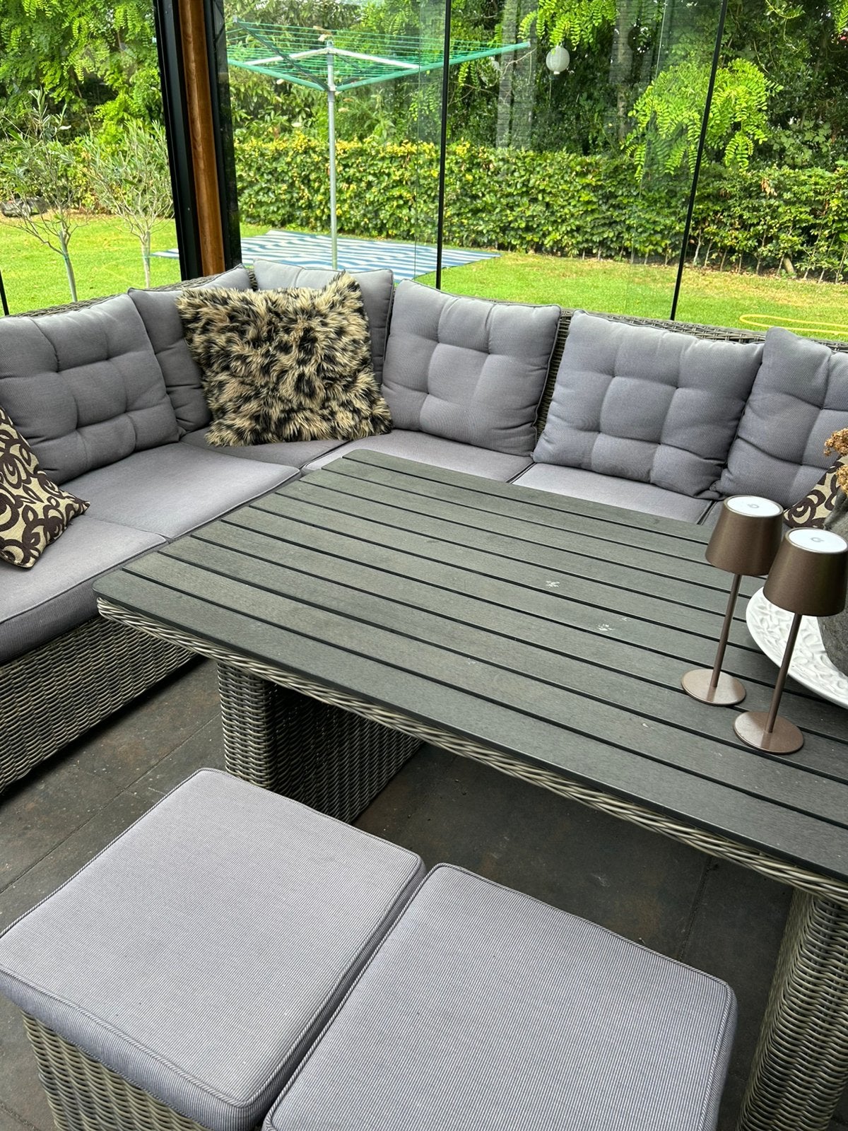 Loungeset met hoge tafel te koop, Ophalen, Gebruikt, Loungeset, Wicker