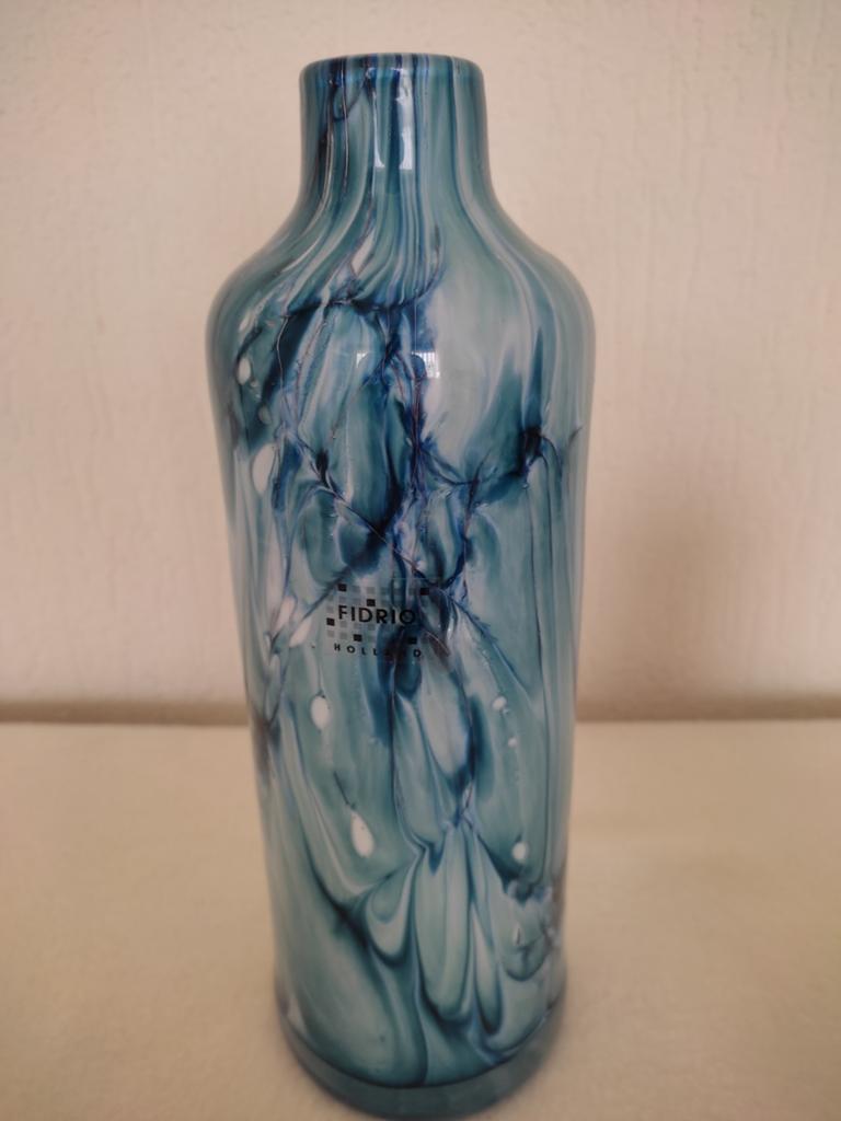 Handgemaakte glazen  blauwe vazen Fidrio, Blauw, Ophalen of Verzenden, Minder dan 50 cm, Glas