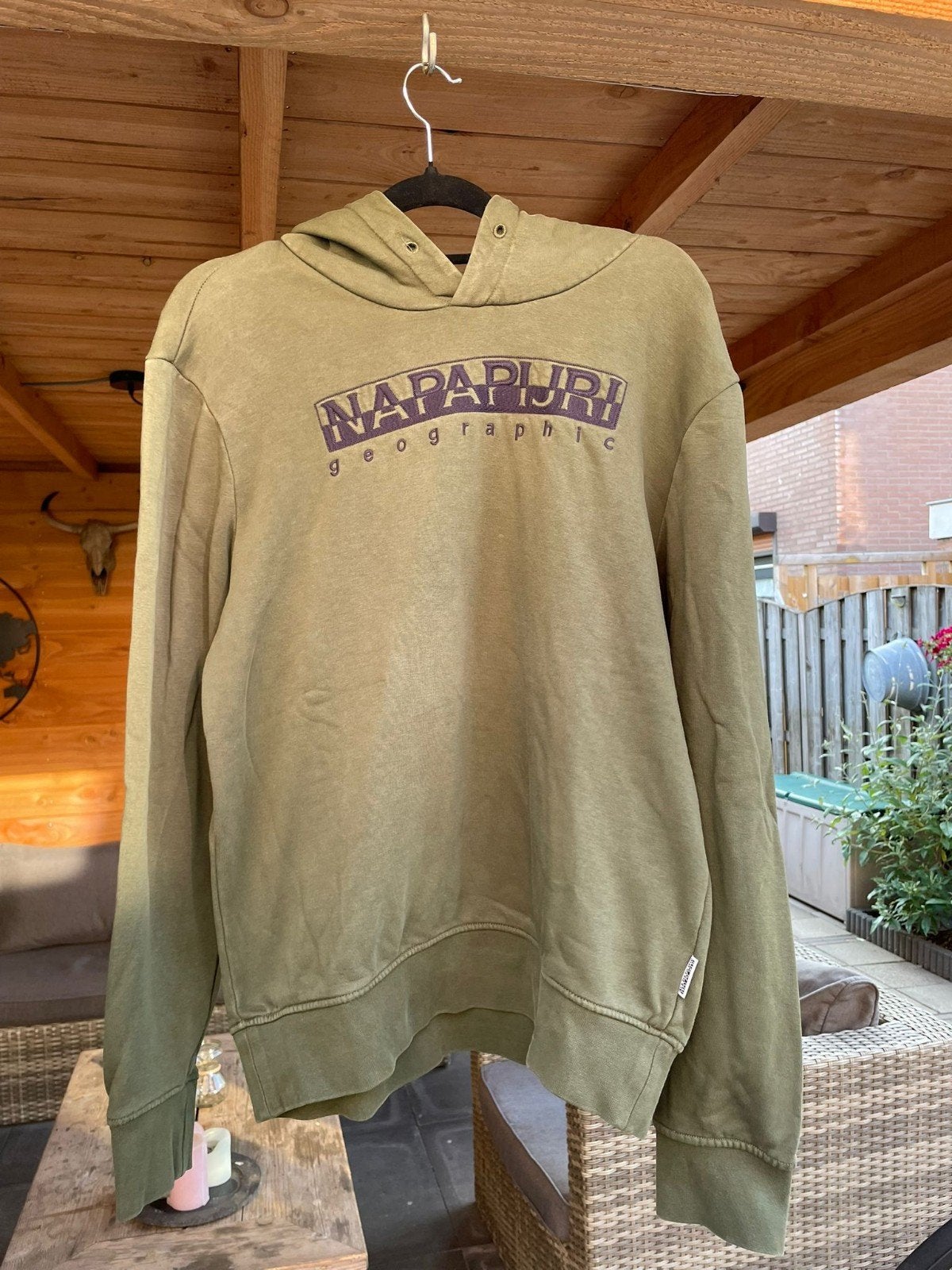 Napapijri Geographic Hoodie - Groen, Maat 48/50 (M), Ophalen of Verzenden, Napapijri, Gedragen