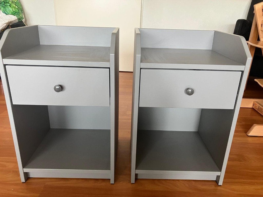 HAUGA Bedside table, grey, 40x36 cm – set van 2, Ophalen, Gebruikt, Minder dan 45 cm, Minder dan 55 cm