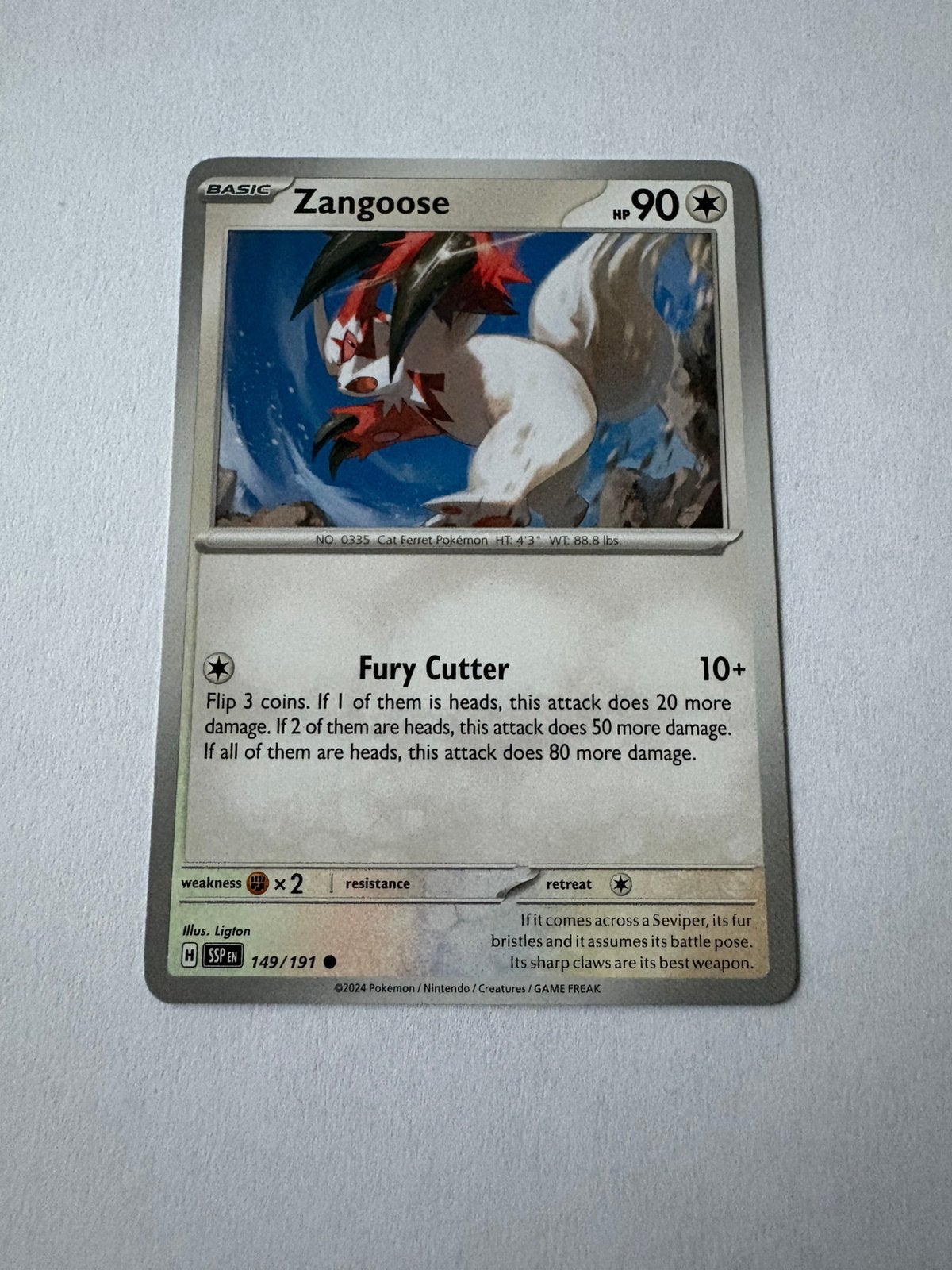 Pokémon kaart Basic Zangoose, Hobby en Vrije tijd, Ophalen of Verzenden, Nieuw