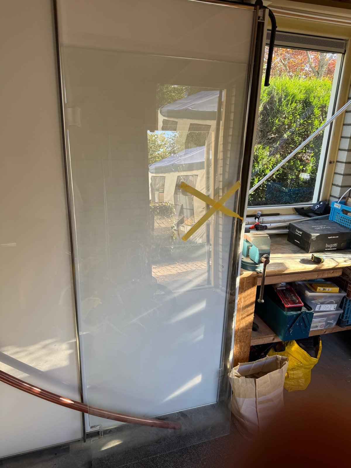 Glazen douchedeur, Ophalen, Gevelraam of Ruit, Gebruikt, 80 tot 120 cm