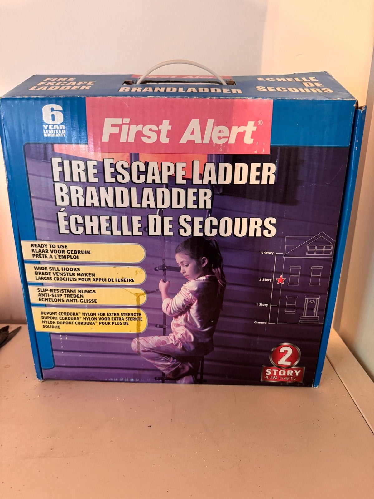 First Alert Brandladder / Vluchtladder 4.3m (2 verdiepingen), Ophalen, Nieuw, Ladder, Opvouwbaar of Inschuifbaar