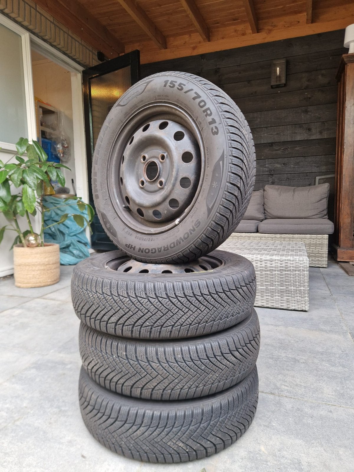 TEAB! 4 x winterbanden 155/70R13 - Imperial Snowdragon HP, Ophalen, Gebruikt