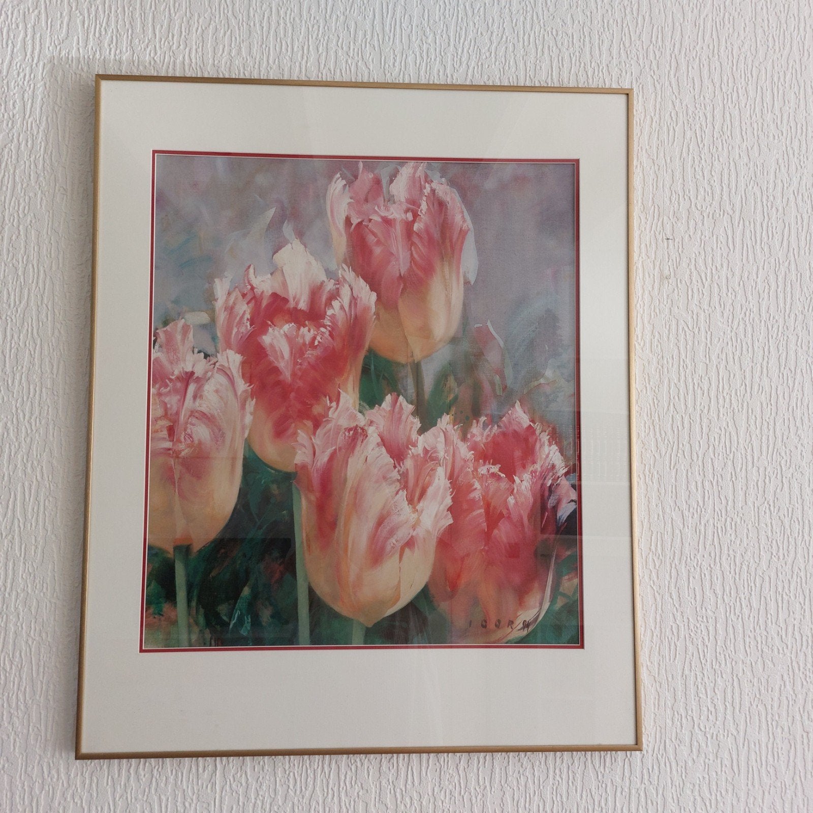 Prent met fleurige tulpen, in passe-partoutlijst, Ophalen