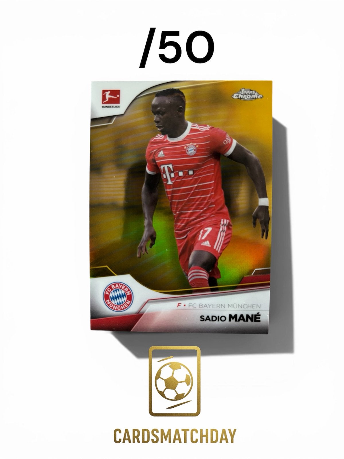 Sadio Mané Topps Chrome Bundesliga 2022/23 #78 Gold Refracto, Ophalen of Verzenden, Zo goed als nieuw, Buitenlandse clubs, Spelerskaart