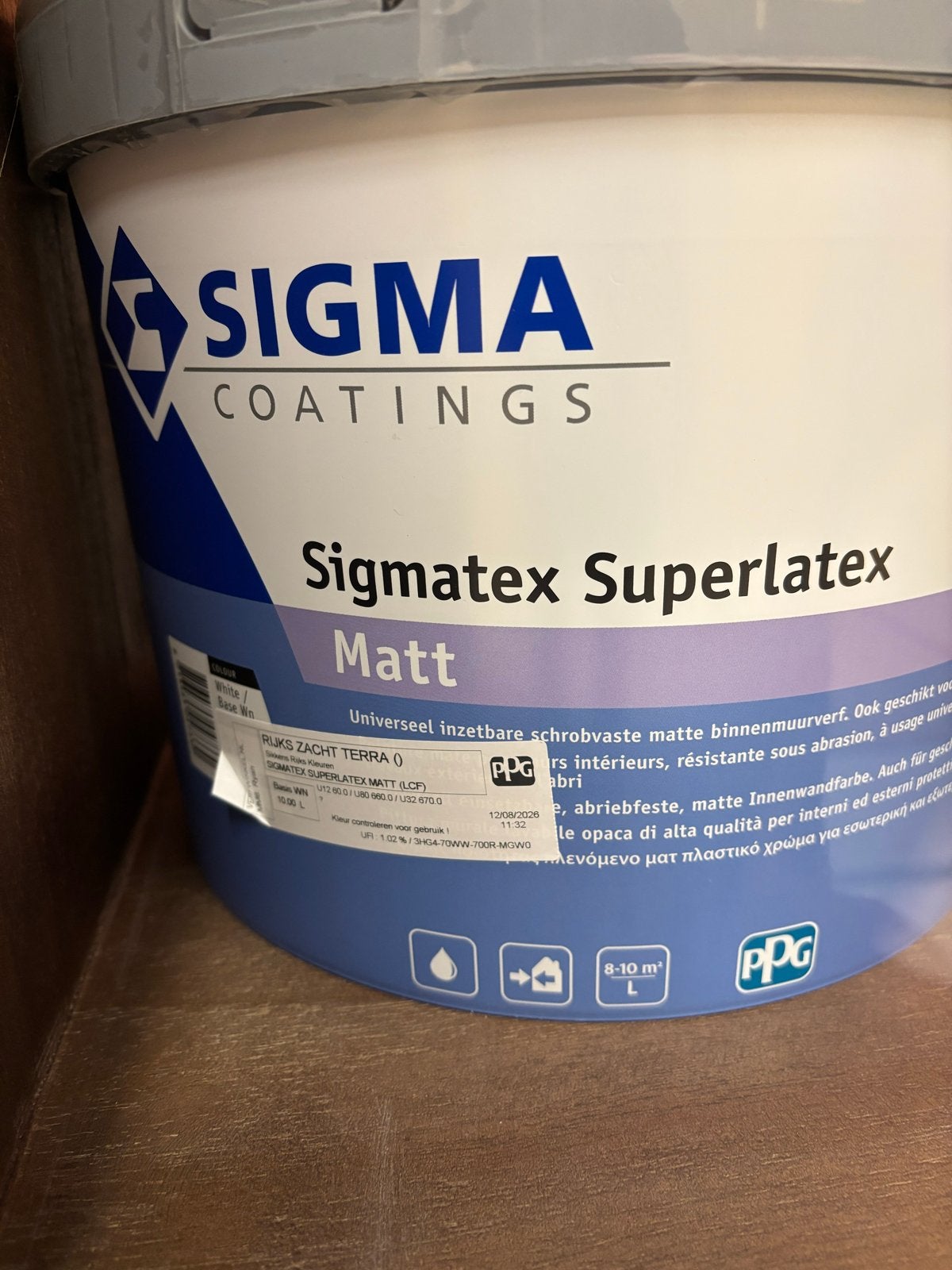Sigma Superlatex Matt - 10 Liter - Rijks Zacht Terra, Ophalen, Overige kleuren, 5 tot 10 liter, Nieuw