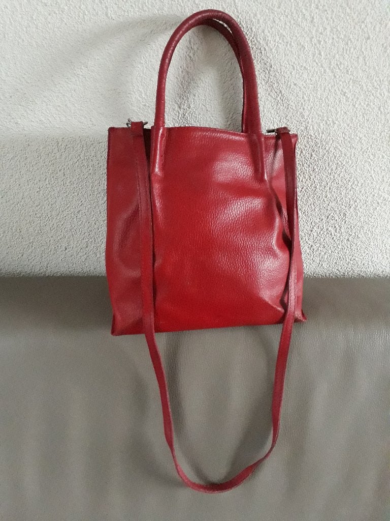 Rood leren handtasje, Ophalen of Verzenden, Gebruikt, Rood, Handtas