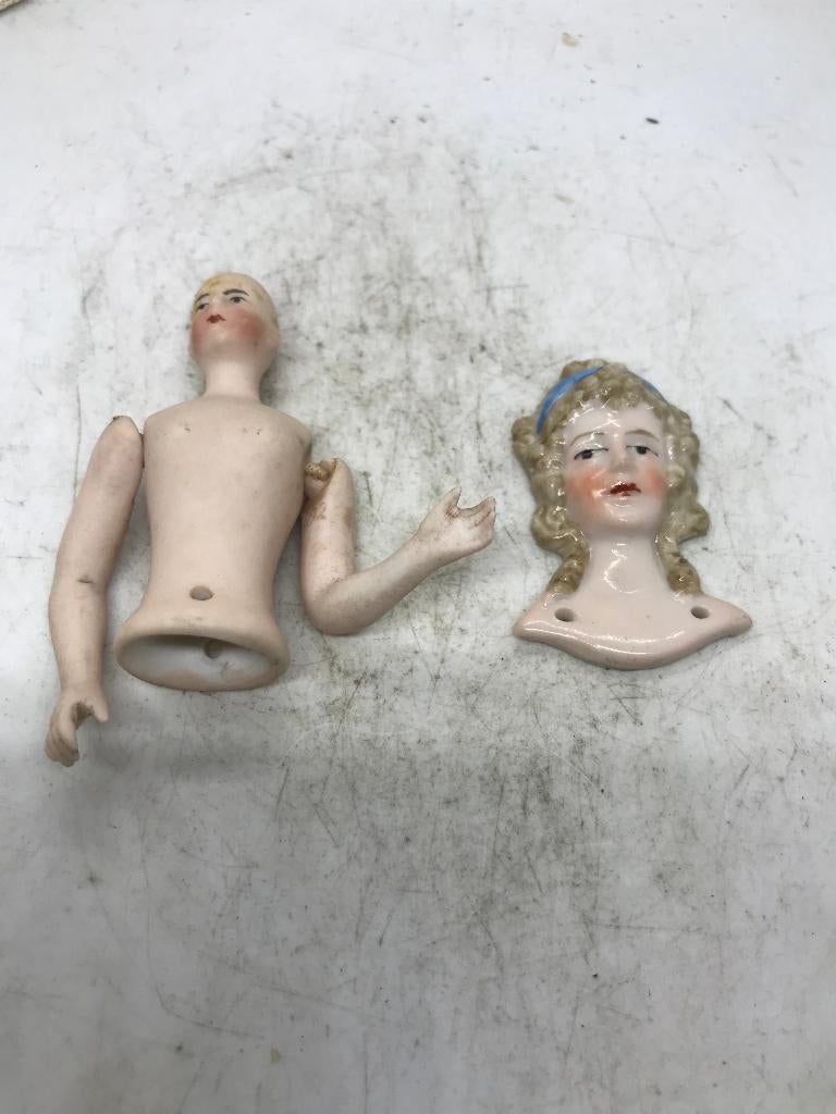 porselein pop half doll en vrouwen portret, Antiek en Kunst, Antiek | Porselein, Ophalen of Verzenden