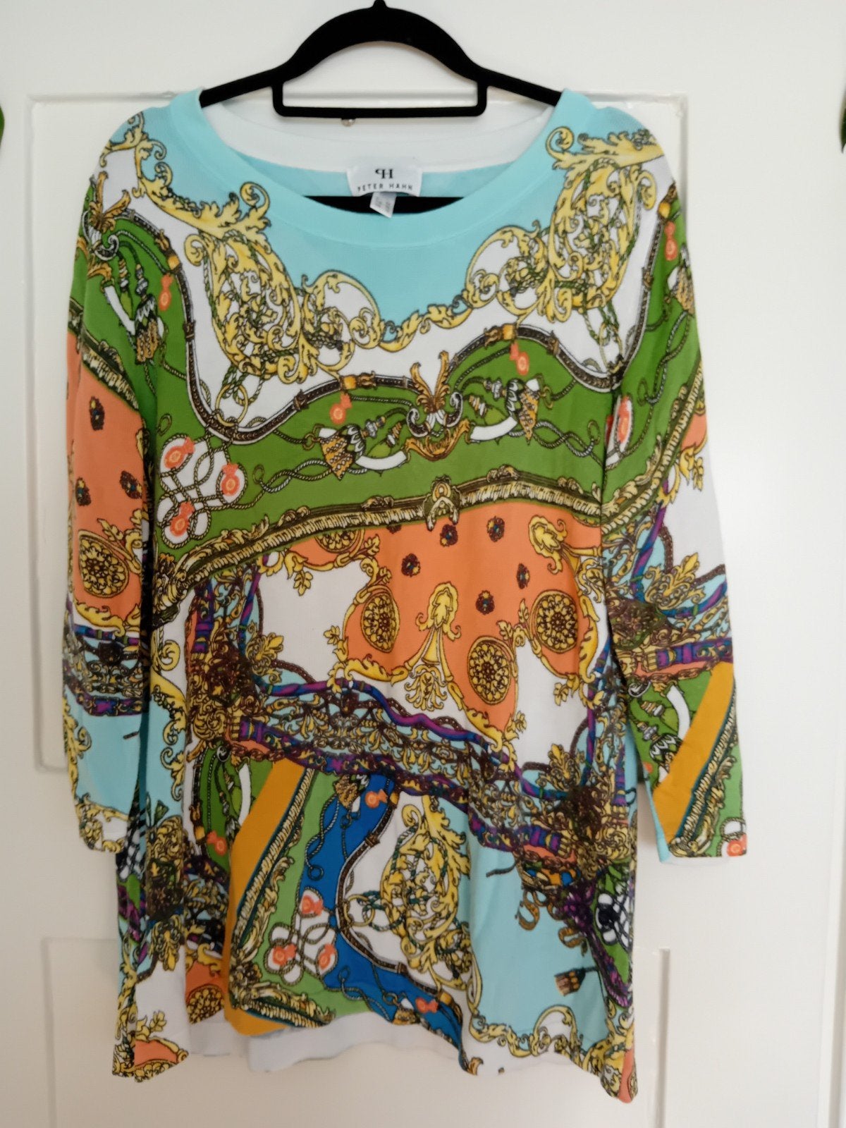 Peter Hahn trui mt 44, print viscose/katoen mix, Meerkleurig, Maat 42/44 (L), Ophalen of Verzenden, Peter Hahn