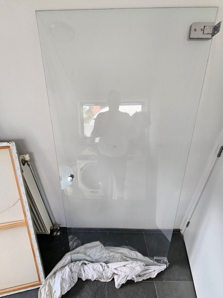 Glazen douchedeur 87,5 x 179 cm – frameloos – chroom beslag, Ophalen, Zo goed als nieuw, Glas, Douche