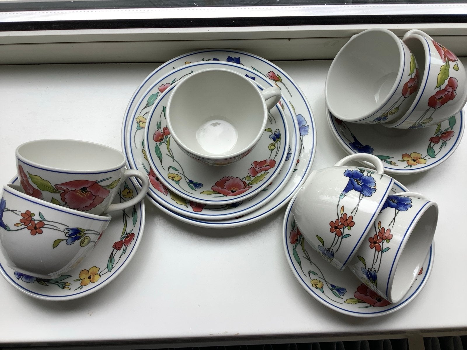 Vintage Made in England servies - 6 kop en schotels, Huis en Inrichting, Keuken | Servies, Gebruikt, Overige merken, Keramiek