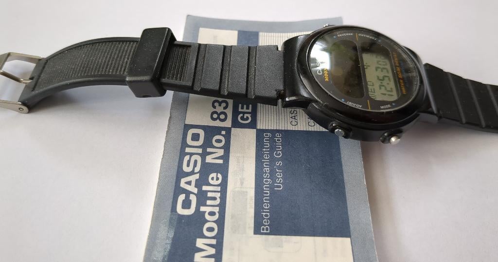 Casio vintage horloge GMW-15 Moongraph, Casio, Kunststof, Gebruikt, Polshorloge