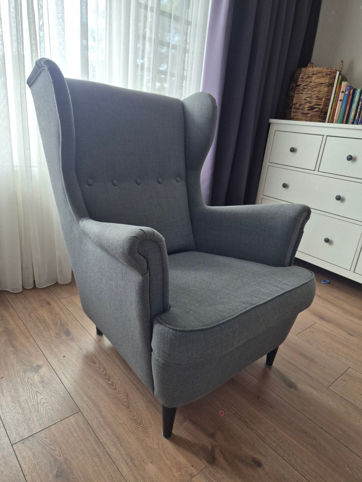 IKEA Strandmon fauteuil - Grijs, Huis en Inrichting, Fauteuils, Ophalen, Gebruikt, 75 tot 100 cm, 75 tot 100 cm