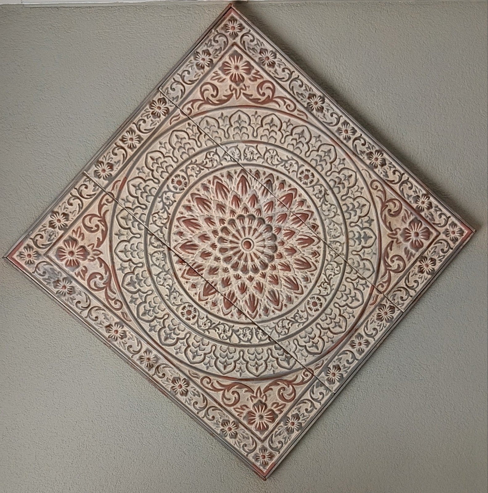 Metalen wanddecoratie 90x90cm - Oosters/Boho stijl, Ophalen, Metaal, Gebruikt, Oosters