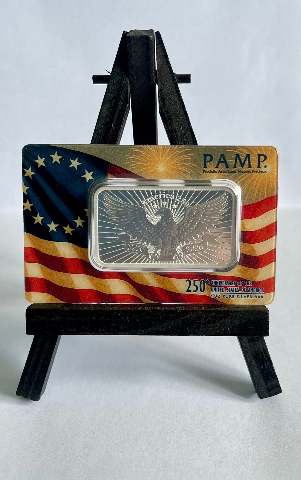 PAMP Suisse🇨🇭250 Years USA 🇺🇸 Anniversary 2026 1 oz, Postzegels en Munten, Edelmetalen en Baren, Ophalen of Verzenden, Zilver