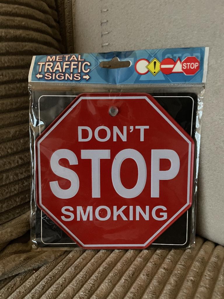 Don’t stop smoking , autoraambord, Ophalen of Verzenden, Www.pand50.nl, Info@pand50.nl, Printer 29B Coevorden