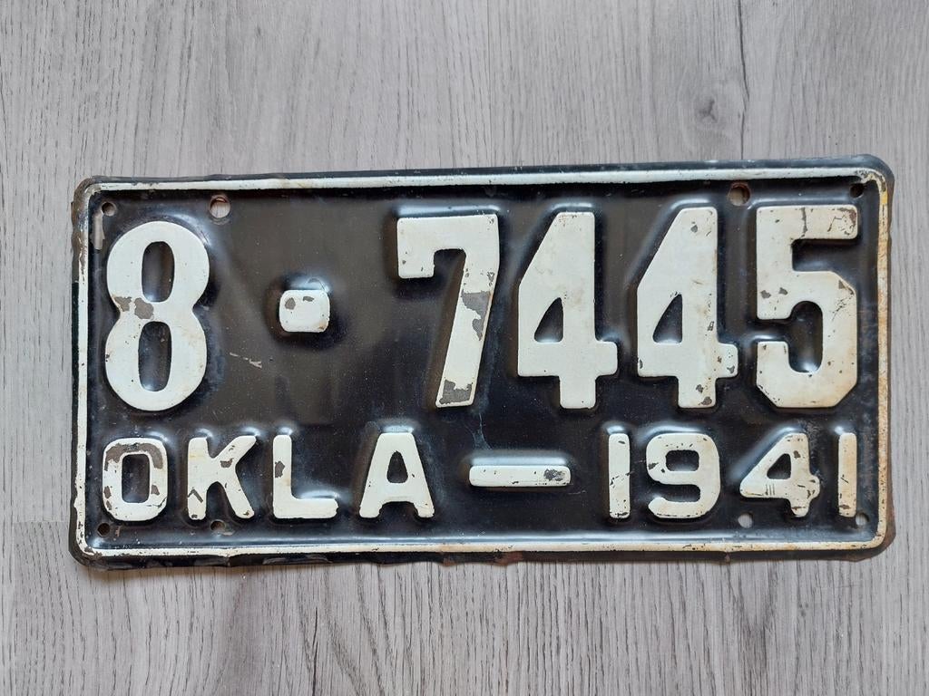 Kenteken 1941 Oklahoma USA Nummerplaat Nummerbord, Ophalen of Verzenden, Gebruikt, Auto's