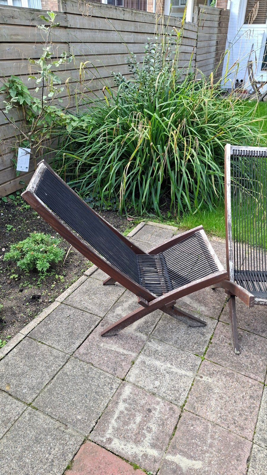 Vintage houten tuinstoelen - inklapbaar, Ophalen, Gebruikt, Hout, Inklapbaar