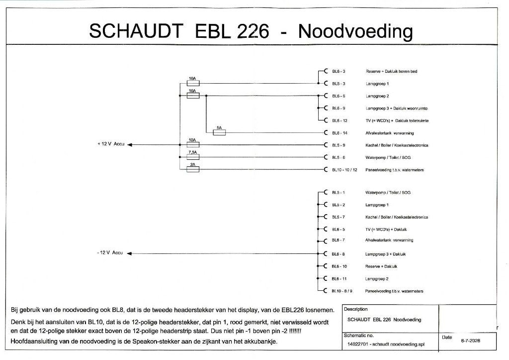 SCHAUDT  EBL26  NOODVOEDING, Ophalen of Verzenden, Zo goed als nieuw