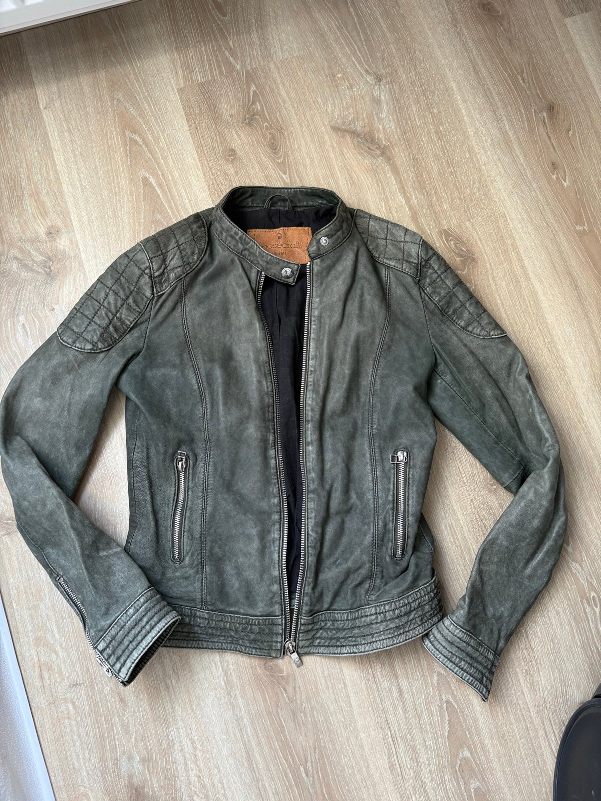 Goosecraft Leren Bikerjack - Maat M, Ophalen of Verzenden, Gedragen, Maat 36 (S), Groen