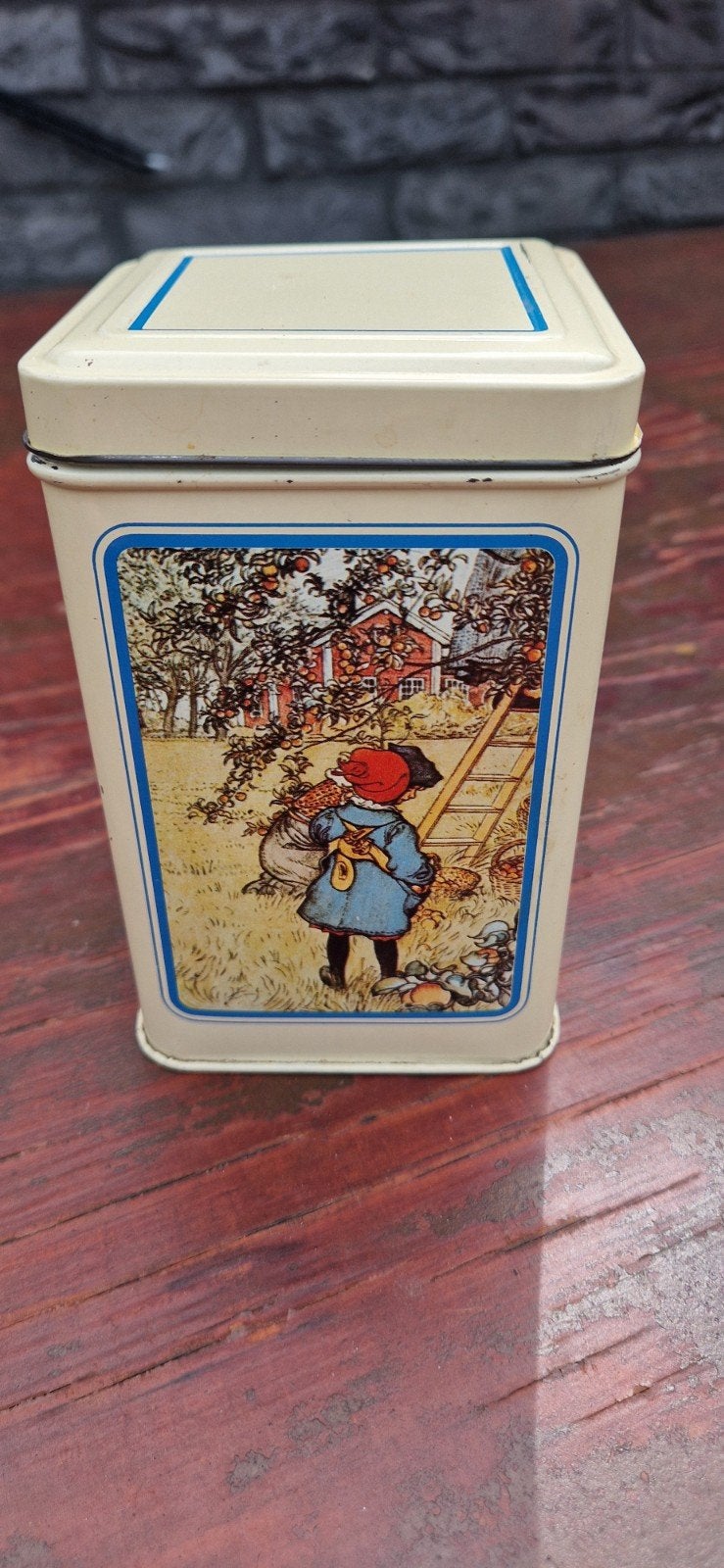 Vintage Tchibo blik met illustraties van Carl Larsson, Ophalen of Verzenden