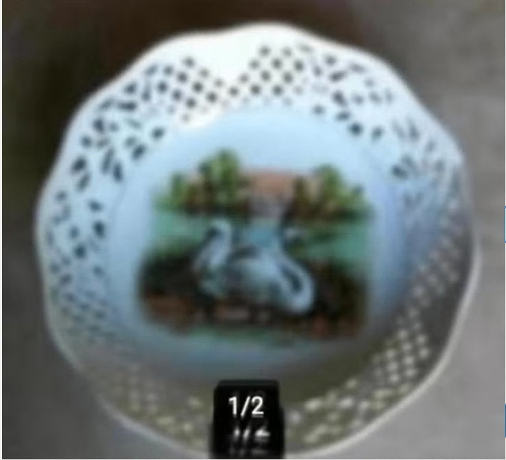 Porselein fruitschaaltje met stempel,br 25 cm H 8 cm, Ophalen of Verzenden