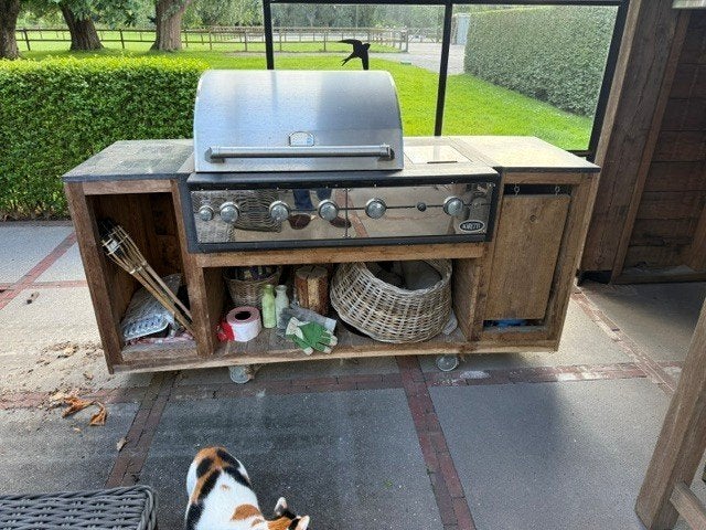 gas bbq boretti met eiken houten ombouw, Ophalen, Gebruikt, Boretti