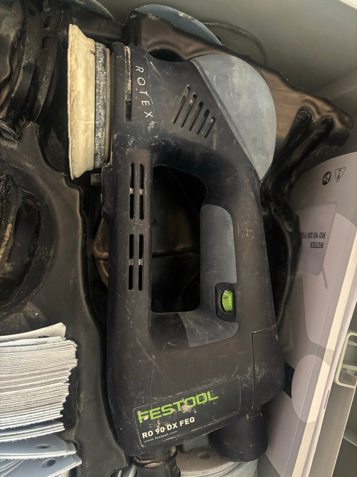 Festool Rotex RO 90 DX FEQ Excentrische Schuurmachine, Ophalen of Verzenden, Gebruikt, Minder dan 600 watt, Excentrische schuurmachine