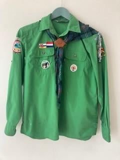 Te koop: groene Welpen scoutingblouse compleet mt 158, Gebruikt, Jongen of Meisje, Overhemd of Blouse, Ophalen of Verzenden